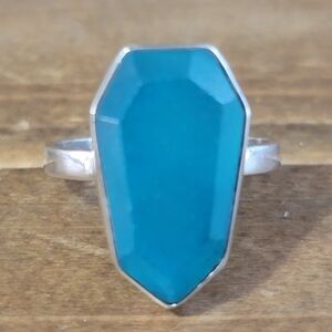 Native Chalcedony Gemstone Ring Size 6.5 Sterling Silver Jewelry Boho Western